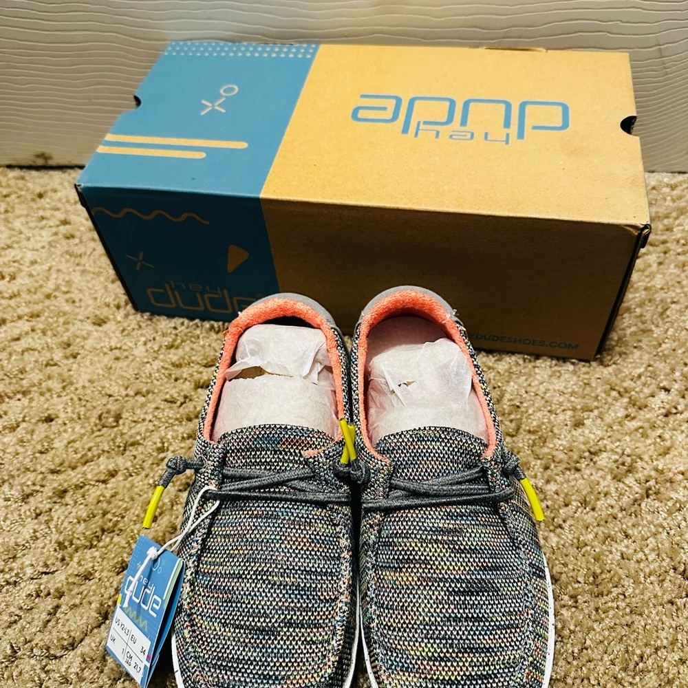 Hey Dude Wendy Youth Peacock Colorful Woven Slip-Ons - Picture 3 of 5